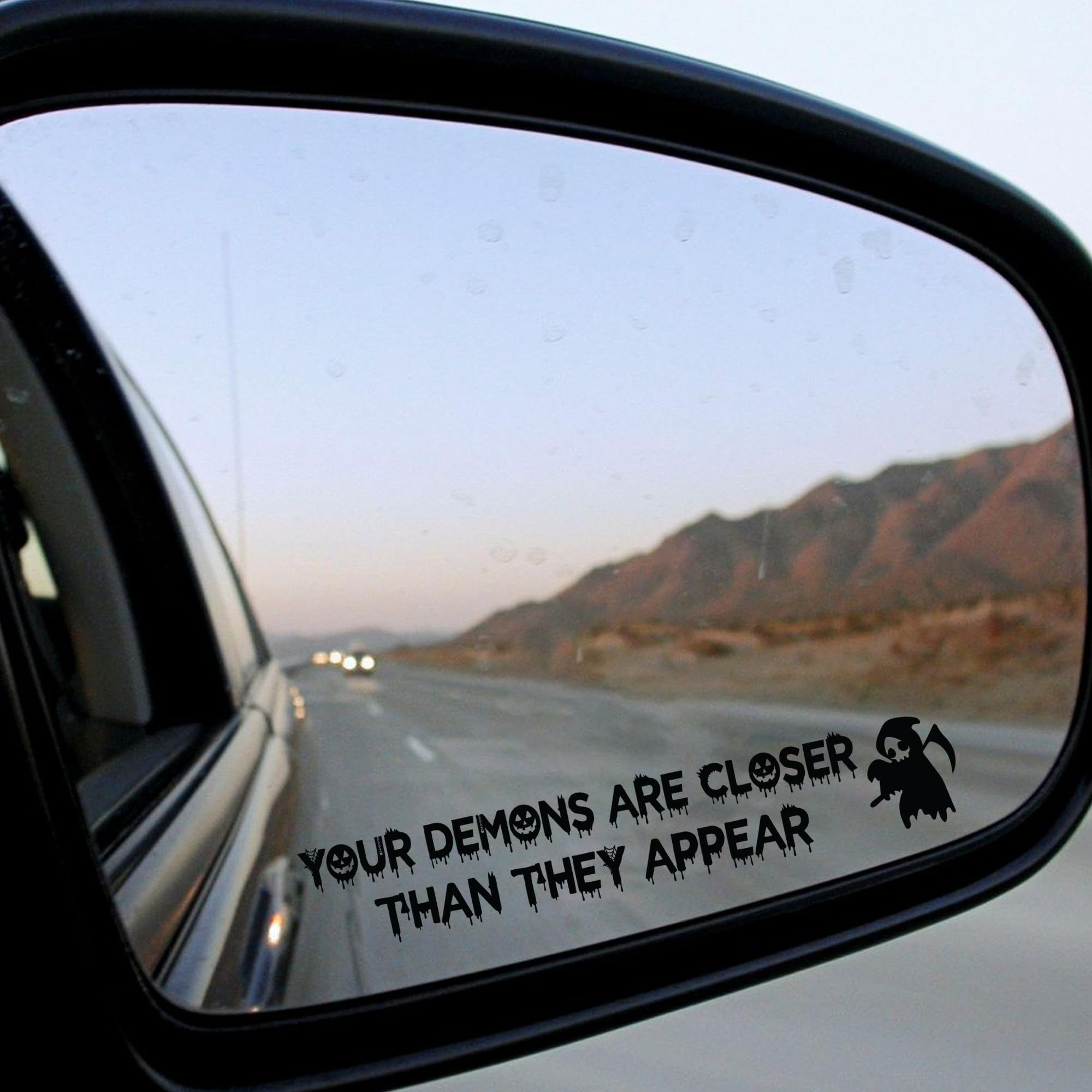 Funny Halloween Vanity Mirror Stickers - 2 pcs, Rear View Mirror Sticker, Car Decorations, Goth C... | Amazon (US)