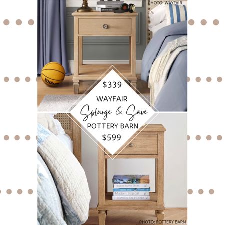 🚨New Find🚨 Pottery Barn’s Sausalito Nightstand is made of solid meranti wood, sungkai veneers, engineered wood, MDF and has a natural seadrift finish.  This narrow bedside table features a drawer and also a shelf (the best of both worlds!), and is finished with a single vintage-inspired drawer pull.

Wayfair’s Garibaldi Nightstand is made of solid wood and features a natural, light wood finish.  It features both a shelf and a drawer and the traditional style goes well with a variety of home decor styles.

#potterybarn #potterybarnstyle #bedsidetables #nightstand #Bedroom #nightstands #bedsidetable #Furniture #PotteryBarnDupe #Lookforless #home decor. Pottery barn Dupe. Bedroom furniture. Nightstands. Bedside tables. Pottery barn look for less. Pottery barn style. Bedroom inspo. Bedroom furniture. Look for less. Sale. Sale alert. Neutral bedroom. Rustic bedroom. Pottery barn bedroom. Copycat  

#LTKsalealert #LTKstyletip #LTKhome