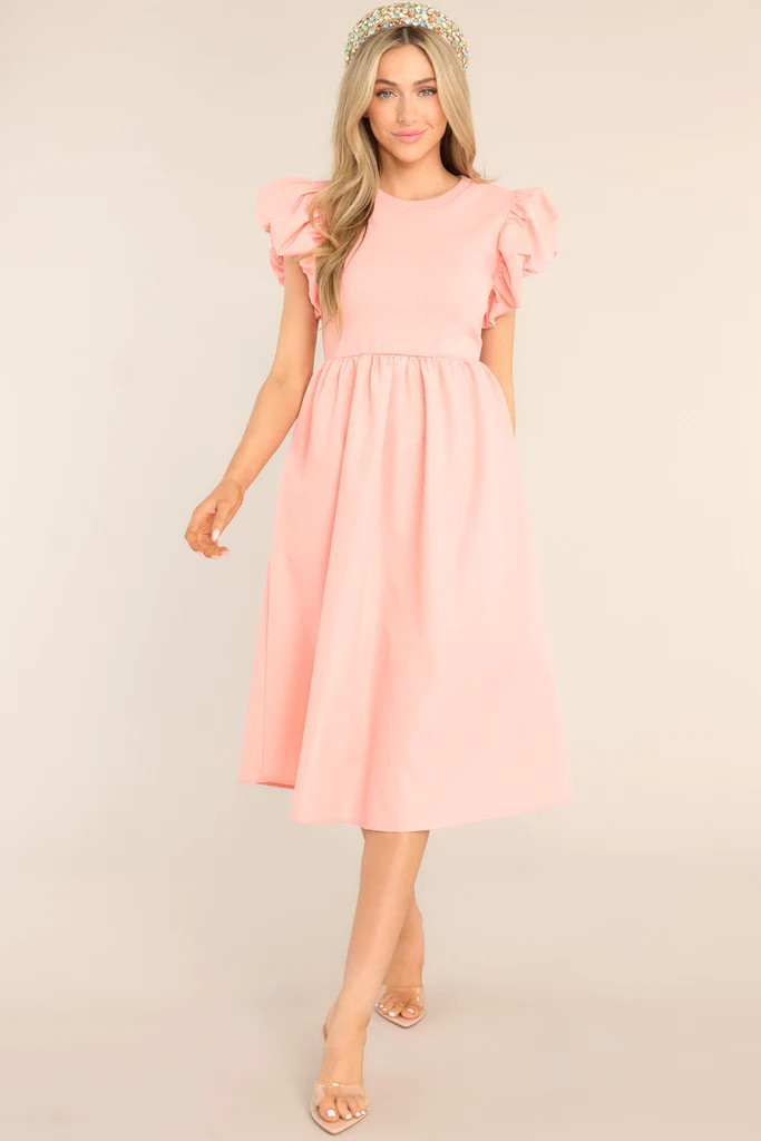 Closet Cornerstone Salmon Pink Midi Dress | Red Dress 