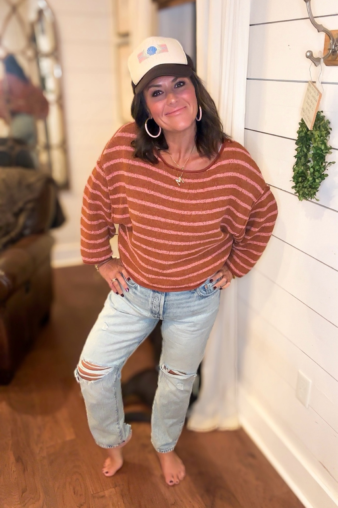 cute but casual outfit inspo! 
cozy stripes & denim are always in🤎

#LTKSeasonal #LTKOver40 #LTKHoliday