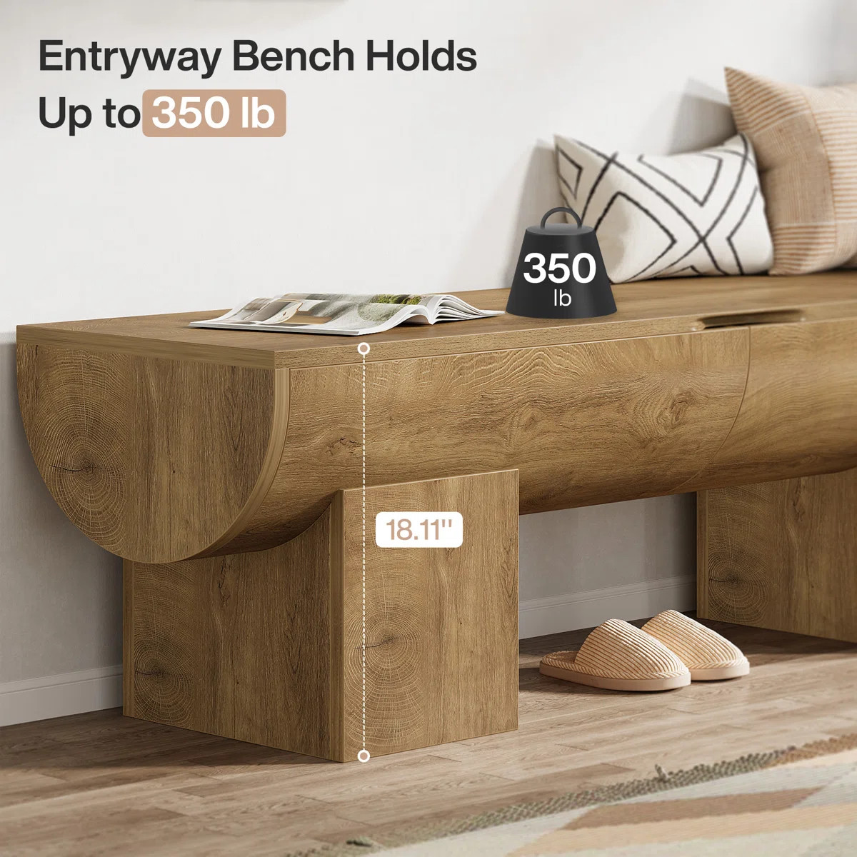 55" Storage Bench With 2 Safety Hinges, Farmhouse Shoe Bench With Flip-top Storage, Supports 350 ... | Wayfair North America