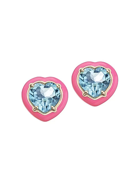 Candy Heart Goldtone, Enamel & Topaz Earrings | Saks Fifth Avenue