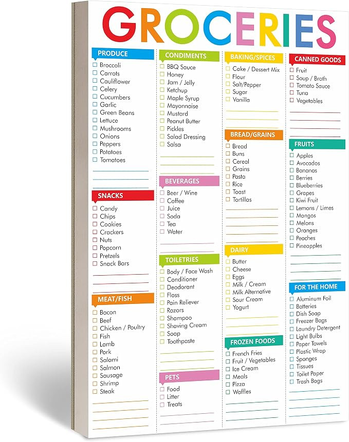 90 Sheets Fastcheck Grocery List Magnet Pad, 110 Printed Common Food for Fridge and Blank Grocery... | Amazon (US)