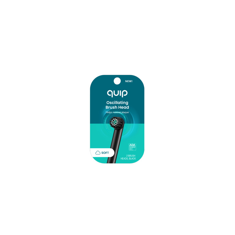 Quip 360 Oscillating Electric Toothbrush Head, Adult Compact Head Refill, Black, 2 Pack | Walmart (US)