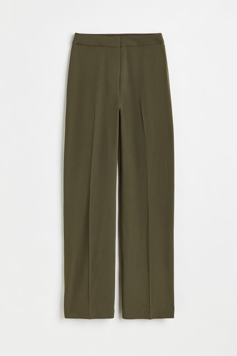 Wide trousers - Dark green - Ladies | H&M GB | H&M (UK, MY, IN, SG, PH, TW, HK)