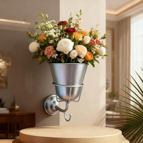 Handcrafted Opal Wall Vessel,Vintage Brass Container Vase, Versatile Hanging Organizer,Wall Vessel Vases for Flowers,Bedroom Room Living Room for Kitchen Bathroom Organize Decoration (Silver) | Amazon (US)