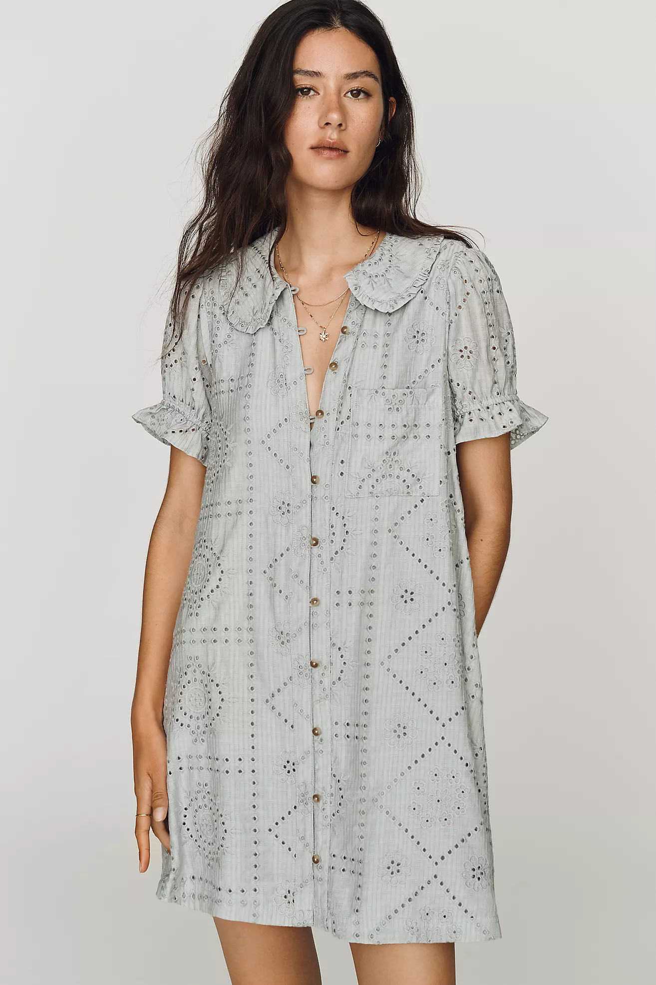 Pilcro Keira Eyelet Mini Dress | Anthropologie (US)
