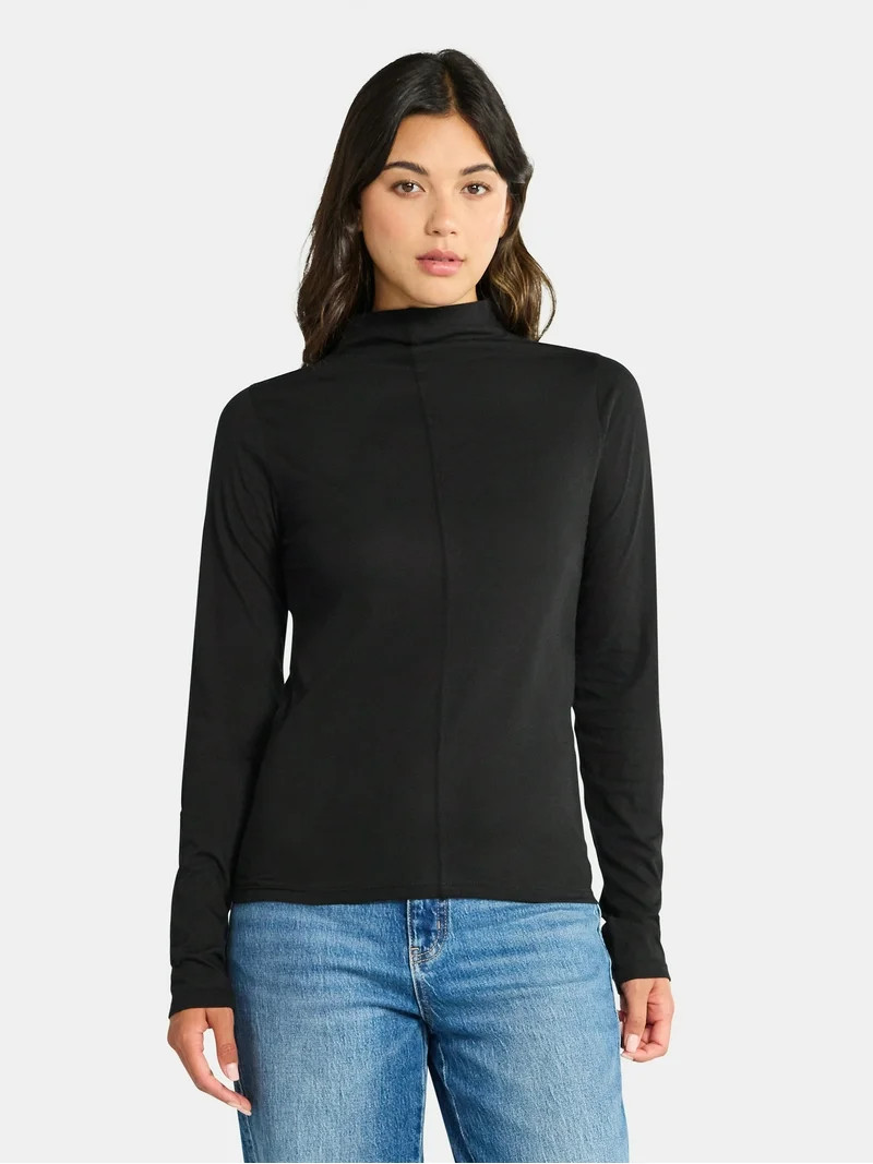 Time and Tru Women's Tissue Like Turtleneck Top, Sizes XS-XXXL - Walmart.com | Walmart (US)