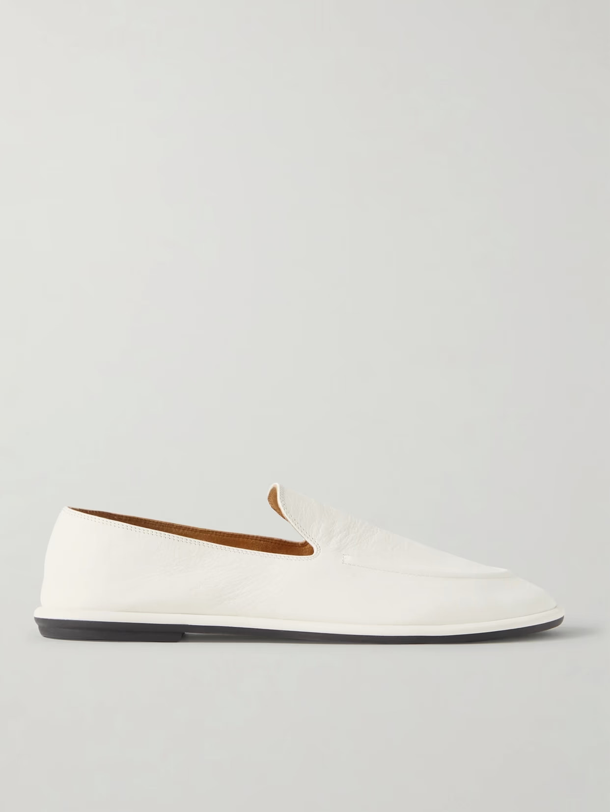 The Row - Canal Leather Loafers - Off-white | NET-A-PORTER (US)