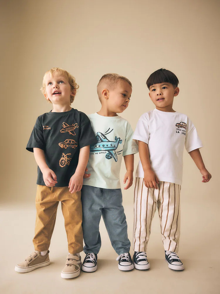Blue/Black/White Vehicles Short Sleeve T-Shirts & Joggers Set 3 Pack (3mths-7yrs) | Next US