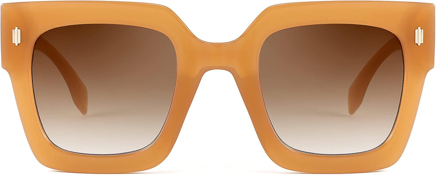 YuJian Retro Square Sunglasses for Women Men Oversized UV400 Trendy Vintage 80s glasses | Amazon (US)