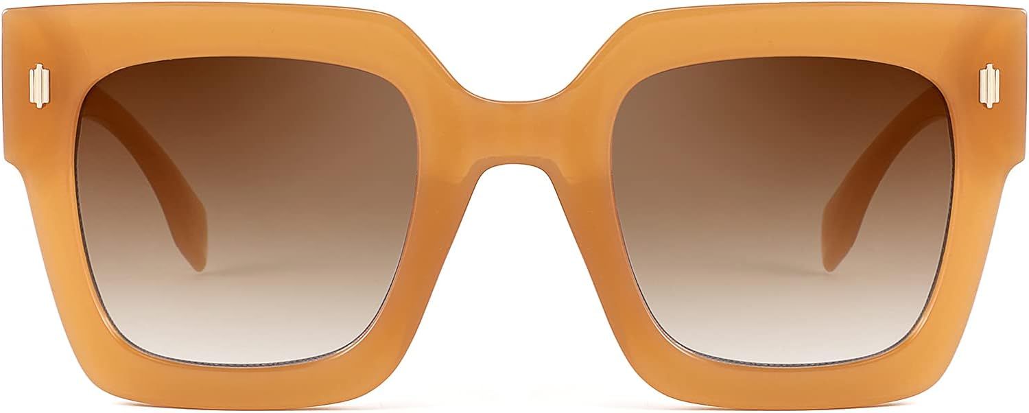 YuJian Retro Square Sunglasses for Women Men Oversized UV400 Trendy Vintage 80s glasses | Amazon (US)