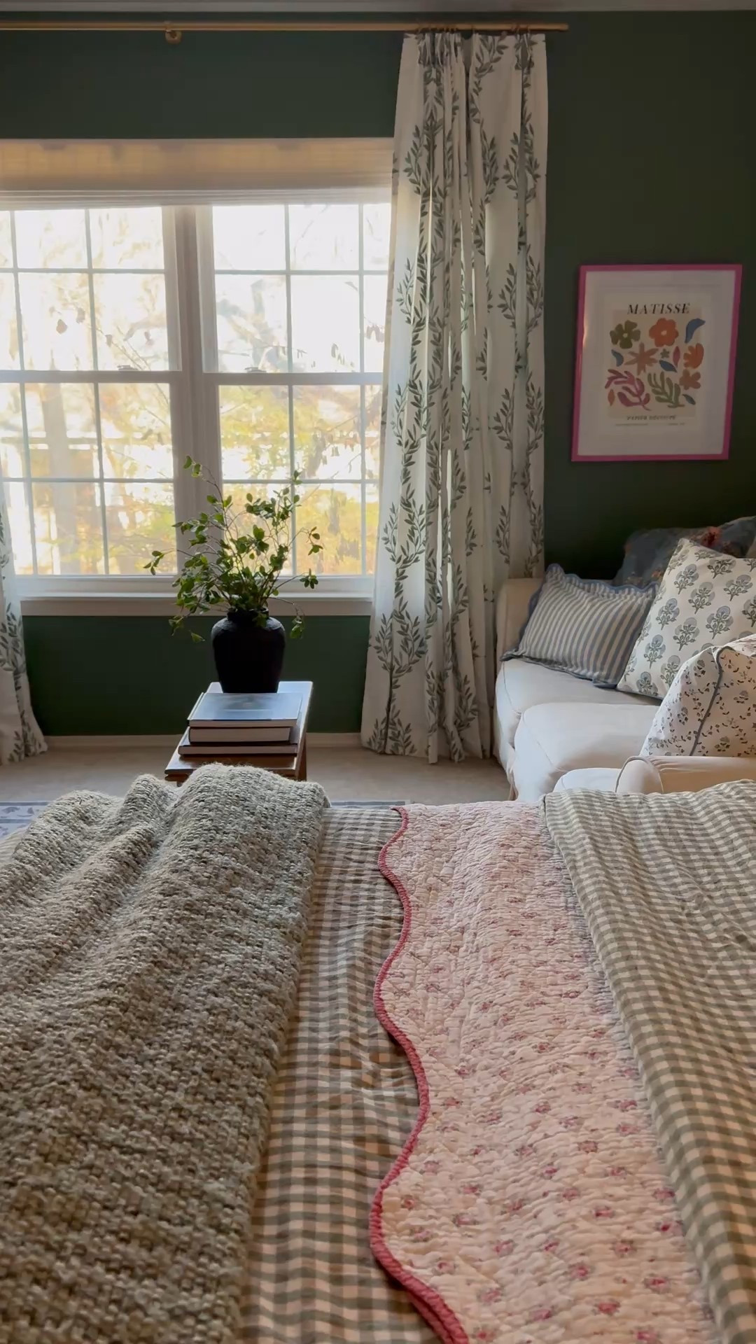 Custom embroidered curtains, linen curtain panels, pinch pleat curtains, custom gold curtain rod with rings, bamboo shade, gingham duvet cover, rug, pillows, floral pillow cover

#LTKHome #LTKSaleAlert #LTKSeasonal