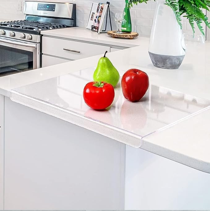 SALDUF Acrylic Cutting Board with Counter Lip | 18x14 inch, 0.59 inch Edge, Non-Slip | Clear Cutt... | Amazon (US)