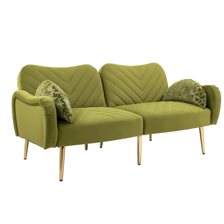 Resenkos Modern Upholstered Sofa Couch Loveseat Convertible Futon Sofa Bed, Olive | Walmart (US)