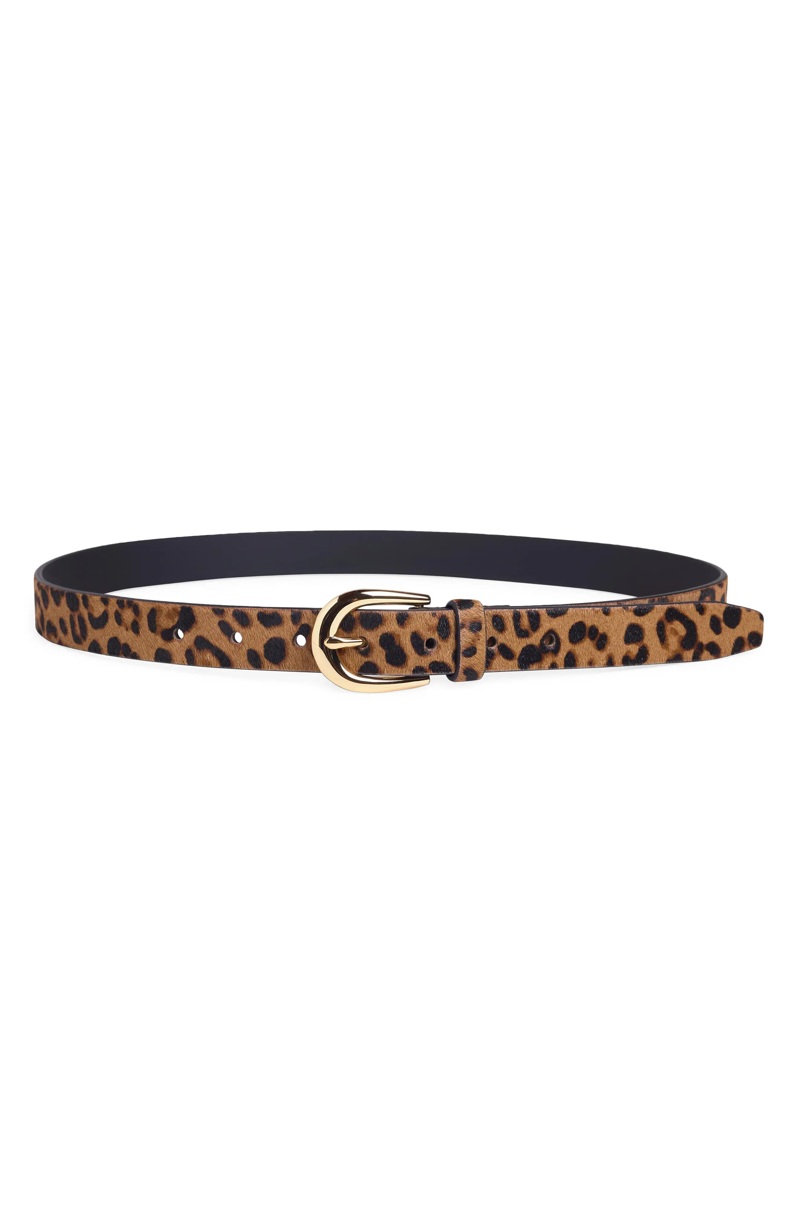 Favorite Daughter Favorite Leopard Print Skinny Calf Hair Belt at Nordstrom, Size Small | Nordstrom