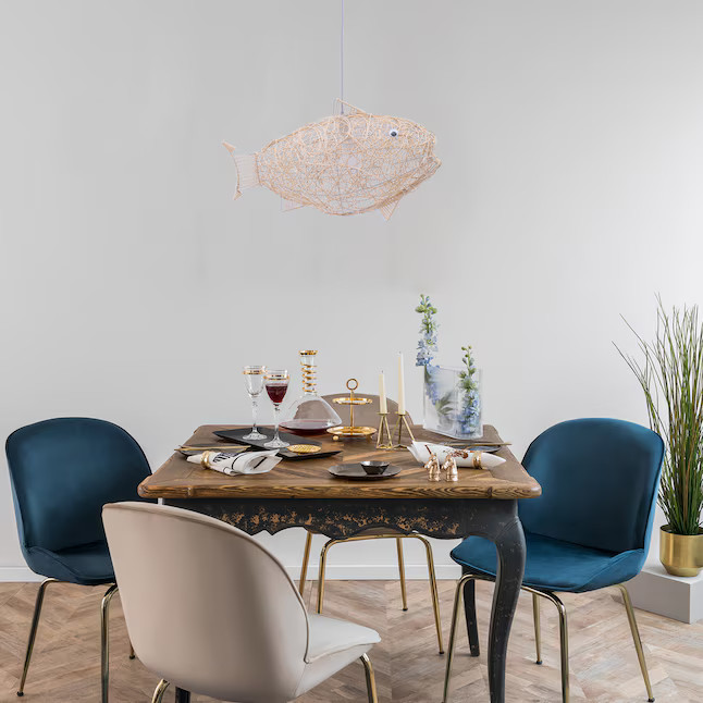 Oukaning 24.4-in Rattan Fish-shaped Hand-woven Adjustable Modern/Contemporary Lantern Led, Medium... | Lowe's