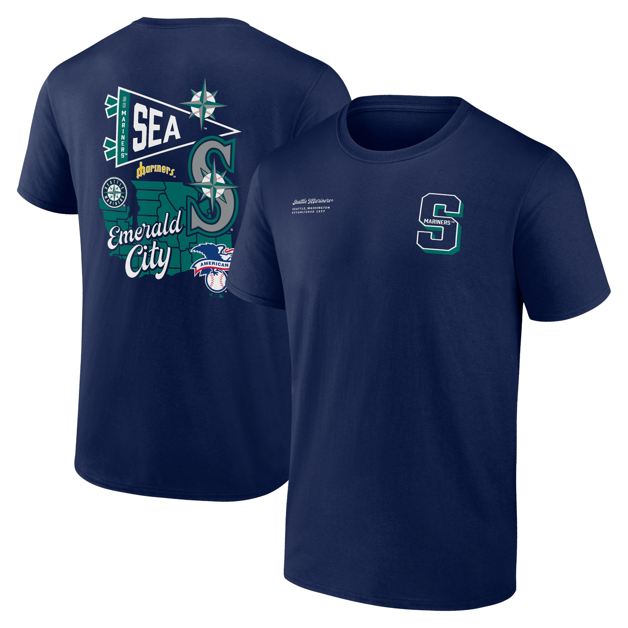 Men's Seattle Mariners Fanatics Navy Split Zone T-Shirt | MLB Shop