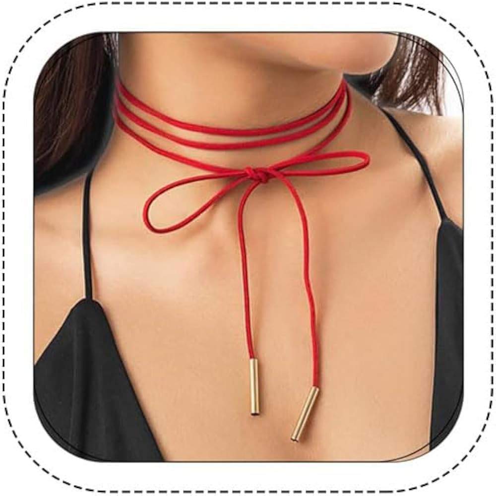 Bethynas Gothic Bow-knot Velvet Choker Necklace Sexy Long Wrap Rope Collar Tie Neck Chain with Si... | Amazon (US)