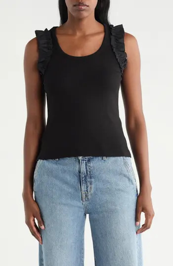 CYRUS Ruffle Tank Top in Black at Nordstrom Rack, Size Medium | Nordstrom Rack