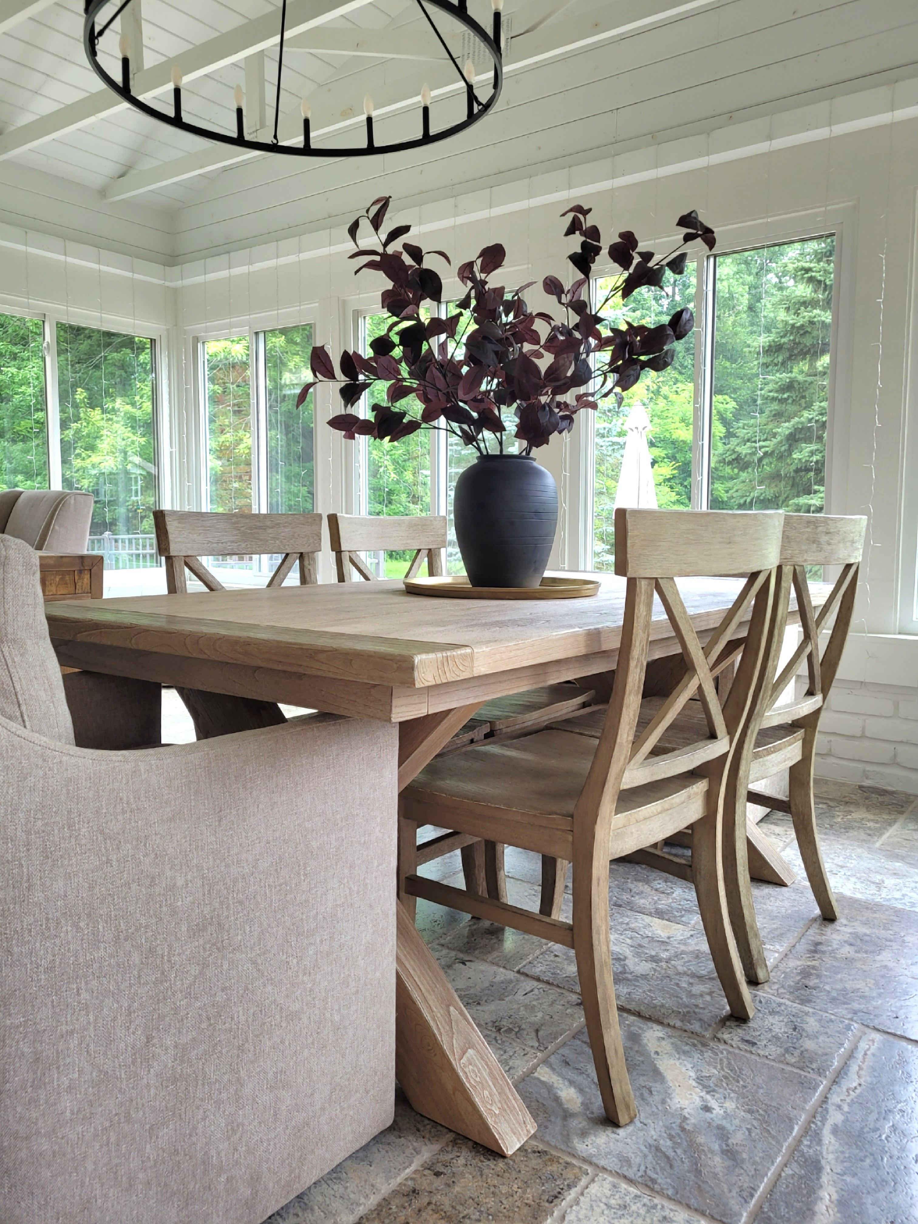 Fall neutral home dining room inspo - I found realistic tall stems that are actually affordable - only using three for this arrangement! Amazon chandelier, dining table, dining chairs

#LTKHome #LTKSeasonal #LTKFindsUnder50