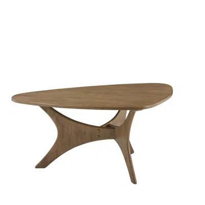 Mid-Century Modern Triangle Wood Coffee Table With Unique Cross Base And Natural Elm Finish, Perfect For Stylish Living Rooms. | Wayfair North America