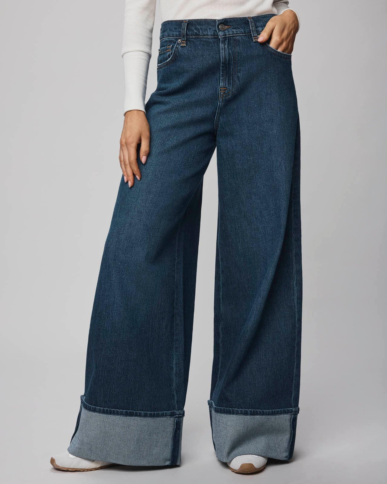 Ravyn Cuffed Wide Leg Jean in Dark Wash | Splendid