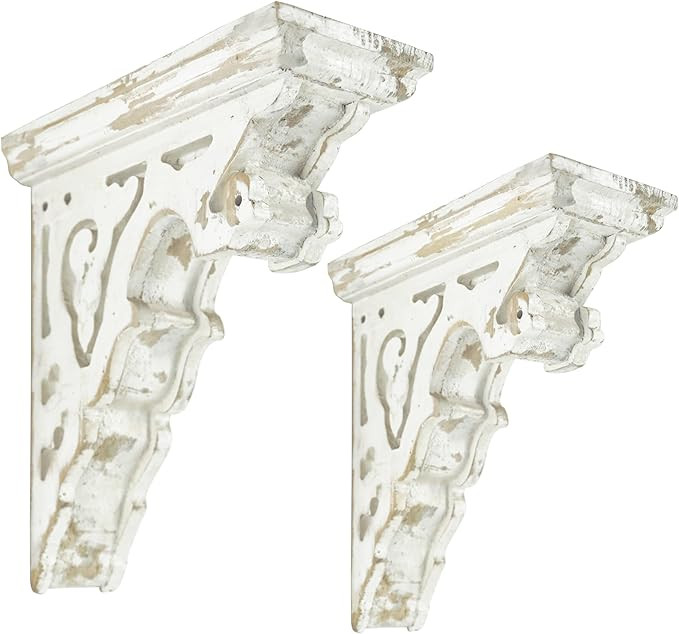 BIG FORTUNE Set of 2 Corbels for Shelves Wood Corbels Decorative L7.2X W3.1x H7.8 Inches Shelf Br... | Amazon (US)