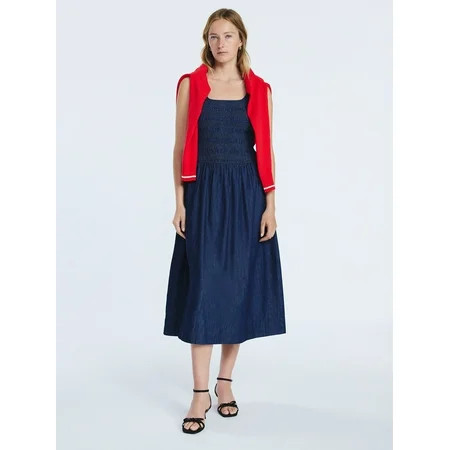 Free Assembly Women's and Women's Plus Cotton Sleeveless Smocked Midi Dress Size-XS to 4X | Walmart (US)