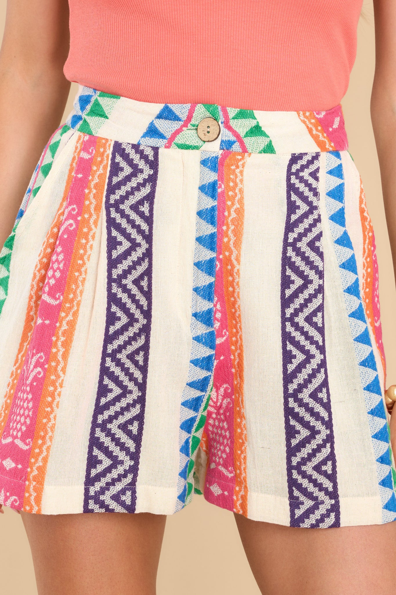 The Best Day Ivory Multi Print Shorts | Red Dress 