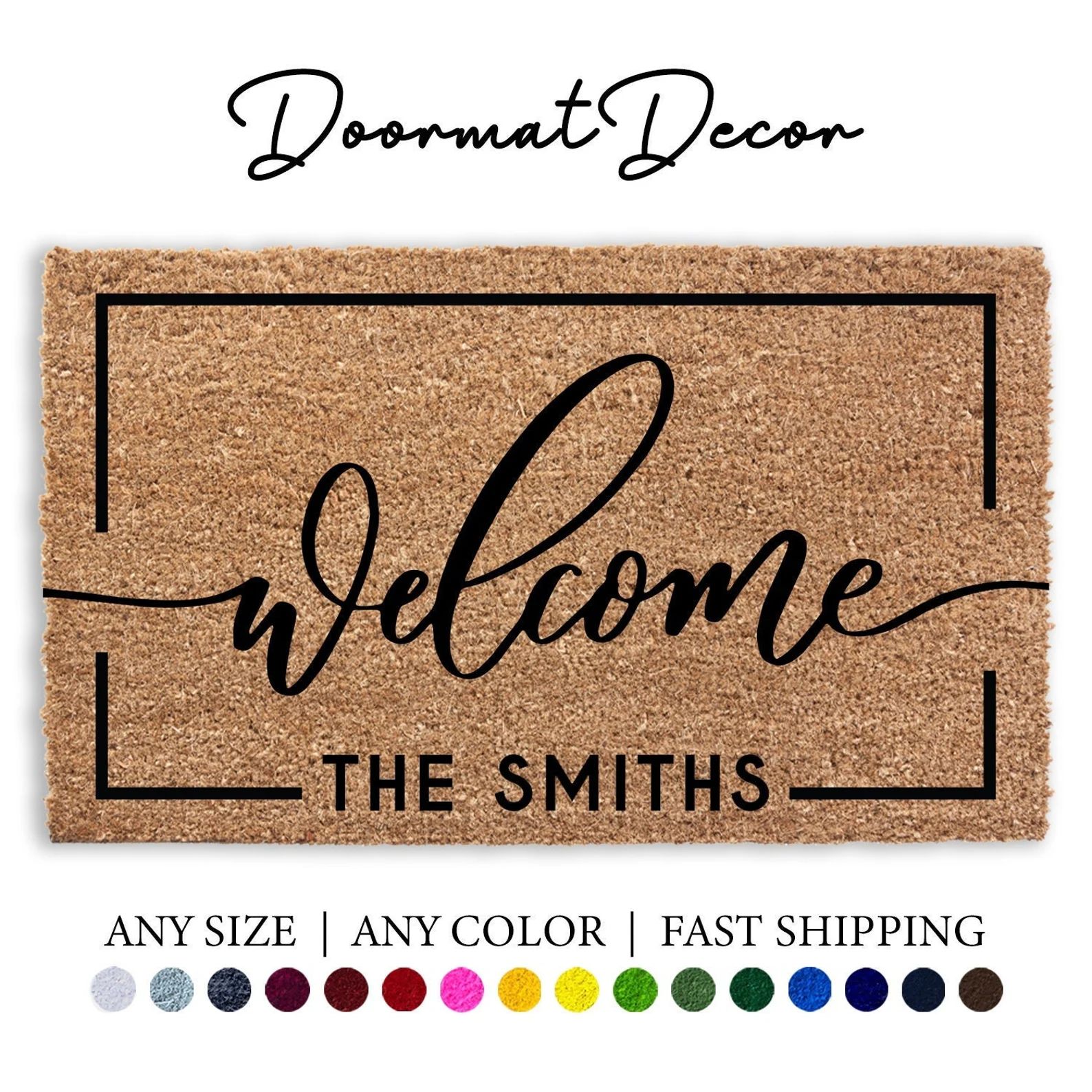 Personalized Name Doormat Flocked Coir Door Mat Welcome Mat - Etsy | Etsy (US)