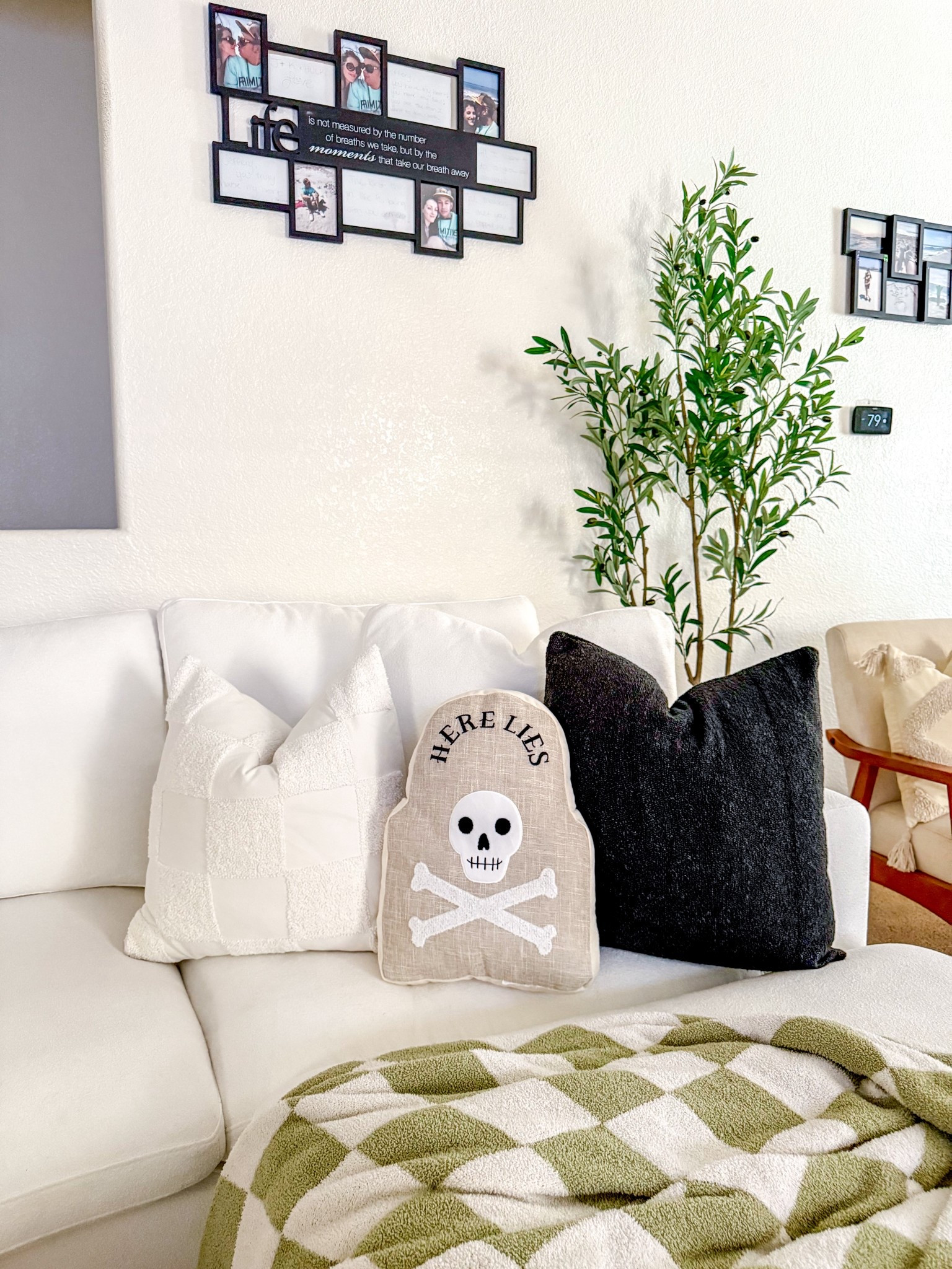 Mix of Target & Amazon 🫶🏼 
The white checkered accent pillow cover is absolutely wonderful quality. Same with the black accent pillow, it’s textured and very soft. 
Of course the Halloween season isn’t complete without a tombstone pillow 🪦 

#FoundItOnAmazon #TargetFinds 

#LTKHalloween #LTKSaleAlert #LTKSeasonal