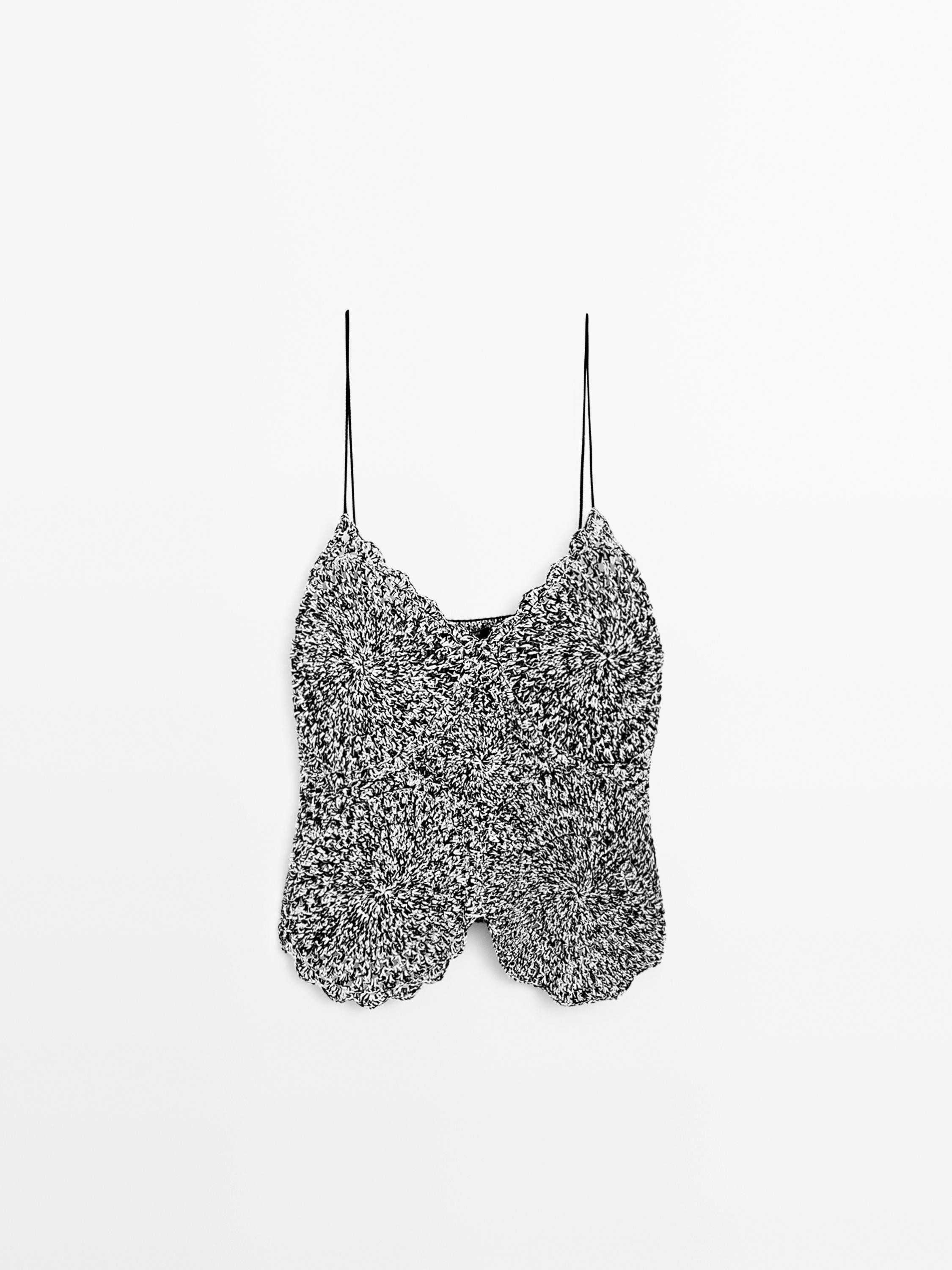 Mouliné crochet knit top | Massimo Dutti UK
