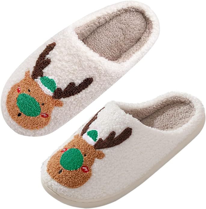 ajobity Cute Slipper for Women Elk Slide Slippers Fun Xmas Slippers Heart Bunny Slides Soft Plush... | Amazon (US)