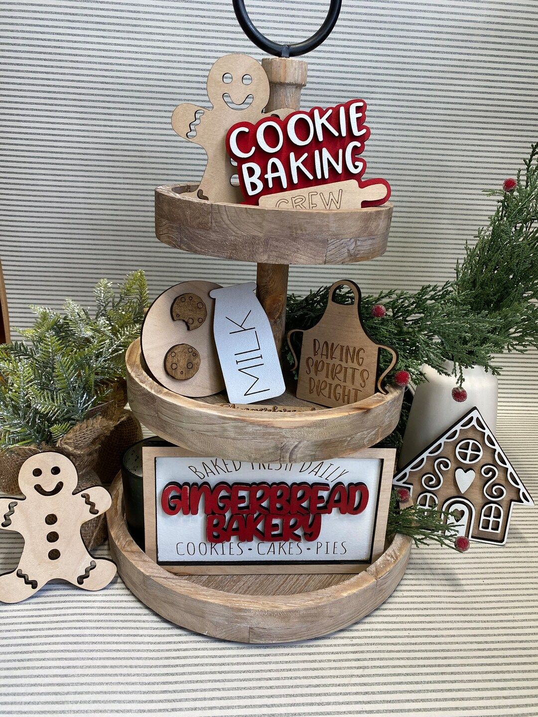 Christmas Tiered Tray Christmas Tray Decor Gingerbread - Etsy | Etsy (US)