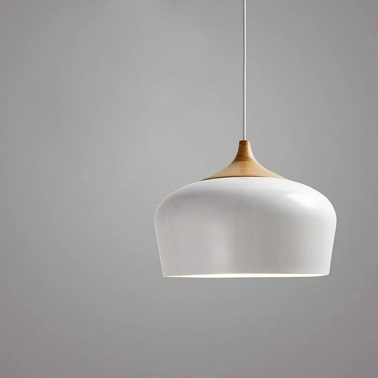 TFCFL Modern Simple Pendant Light W/ LED Bulb Wood Pattern Ceiling Hanging Lamp White | Walmart (US)