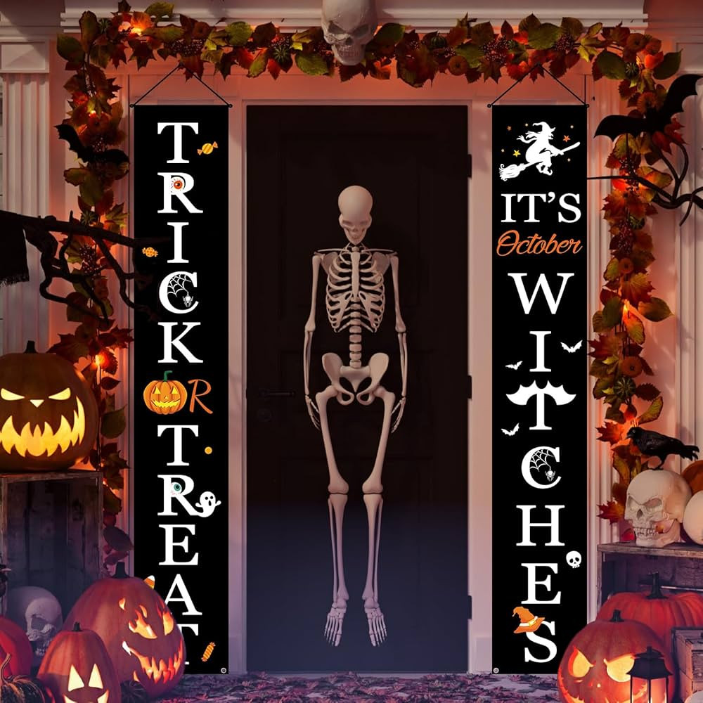 Hifunwu Halloween Door Porch Decor Halloween Door Banner Decorations Trick or Treat & It's Octobe... | Amazon (US)
