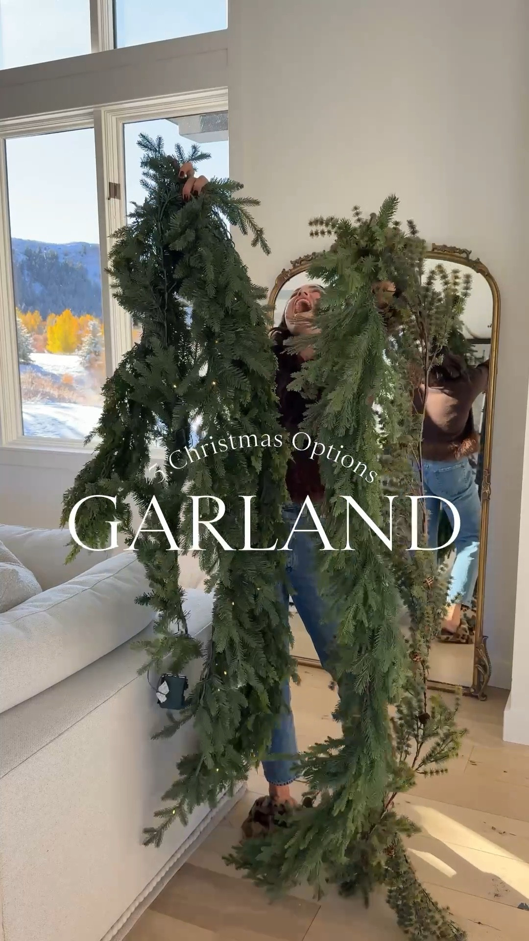 HOLIDAY \ 3 Christmas garlands I’m loving and how they look styled on a floor mirror💫  Which one is your favorite?! Details below… 
+ Amazon 9’ cedar $42
+ McGee 9’ pre-lit $118 (multiple twinkle settings)
+ Target 6’ pine $35

Home decor 

#LTKHoliday #LTKFindsUnder50 #LTKHome