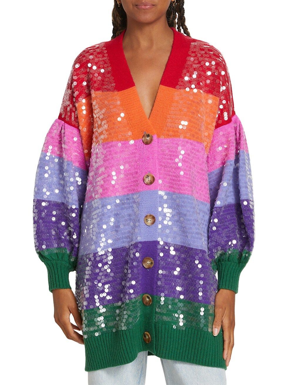 Colorblocked Sequin-Embroidered Cardigan | Saks Fifth Avenue