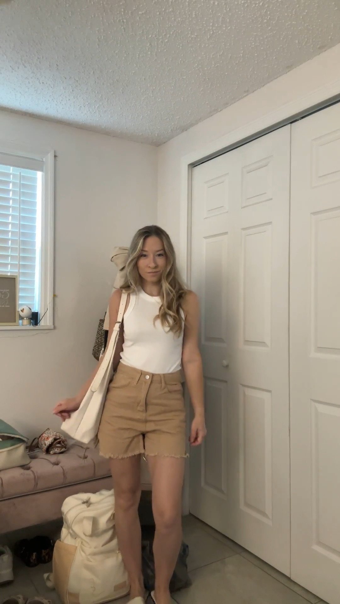 Summer to fall khaki shorts outfit🫶🏻 tank top is true to size and under $20!

#LTKootd #LTKSeasonal