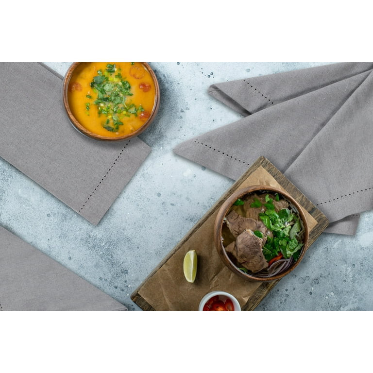 Bedding Craft Cotton Cloth Dinner Napkin 18x18" Lt Grey with Hemstitched, Set of 12 | Walmart (US)