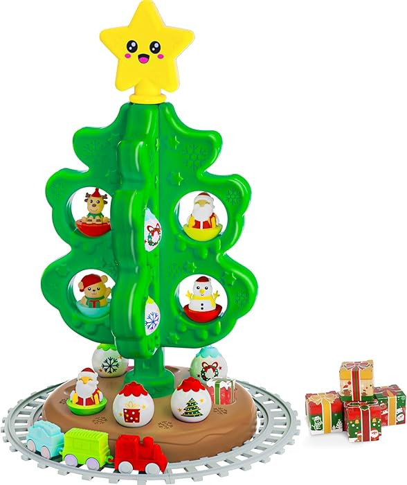 Baby Christmas Tree Toy with Topper Star: Montessori Christmas Tree Set with DIY Train Set&Tracks... | Amazon (US)
