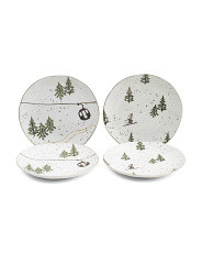 Set Of 4 8in Ceramic Ski Lodge Side Plates | Christmas In July | Marshalls | Marshalls