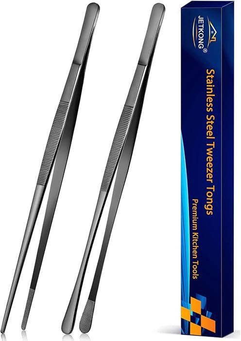 JETKONG 2 Pcs 12-Inch Kitchen Tweezers Tongs with Precision Serrated Tips, Stainless Steel Chef T... | Amazon (US)