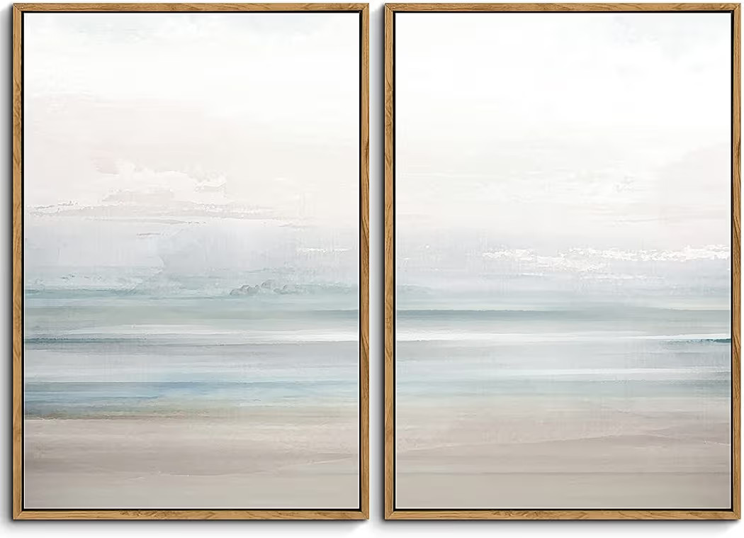 Gardenia Art Framed Coastal Beach Canvas Wall Art Decor Abstract Ocean Landscape Painting Prints ... | Amazon (US)