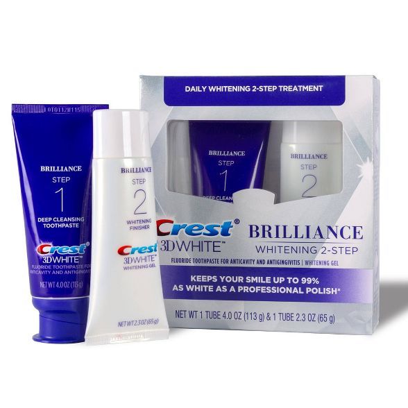 Crest 3D White Brilliance + Whitening Two-step Toothpaste with Hydrogen Peroxide - 2pk | Target