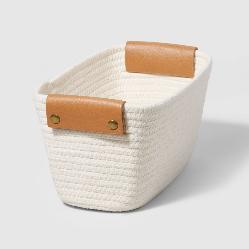 Small Oval Decorative Coiled Rope Basket Cream - Brightroom | Target