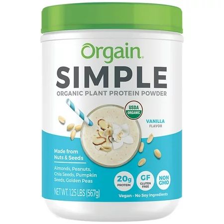 Orgain Simple Organic Plant Protein Powder Vanilla Vegan Dairy Free Gluten Free Stevia Free Made wit | Walmart (US)