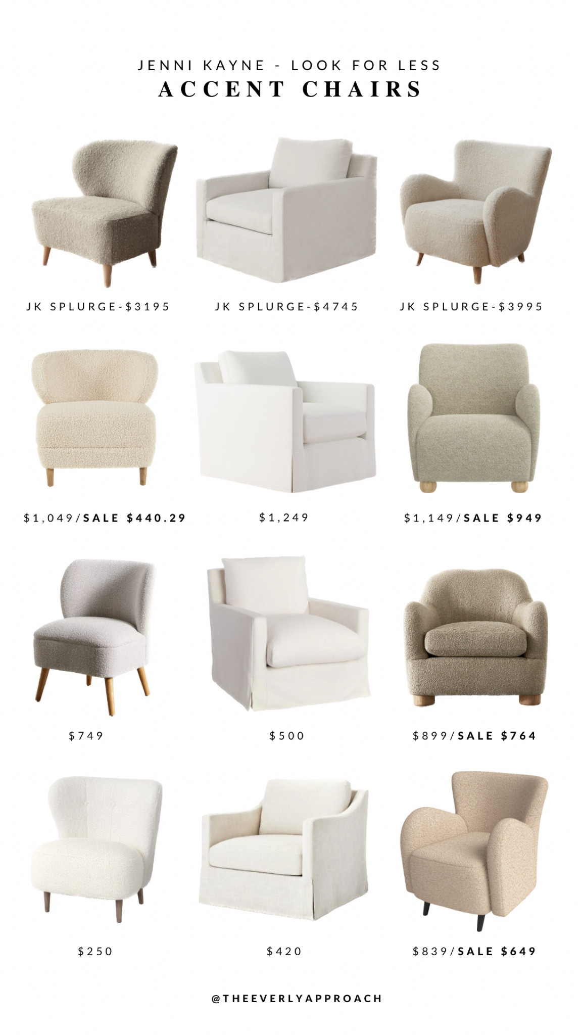 Jenni Kayne Home - Look for LESS! So many requests for dupes of the JK chairs I have in my home. I tried to find similar silhouettes, fabric and neutral colors in a variety of price points.

accent chairs. boucle chairs. home decor. affordable finds.#LTKStyleTip 

#LTKSaleAlert #LTKHome