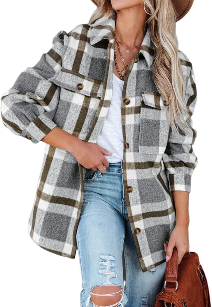 Yeahill Corduroy Shirt Women Oversized Button Down Shirts for Women Shacket Jacket Women Long Sleeve | Amazon (US)